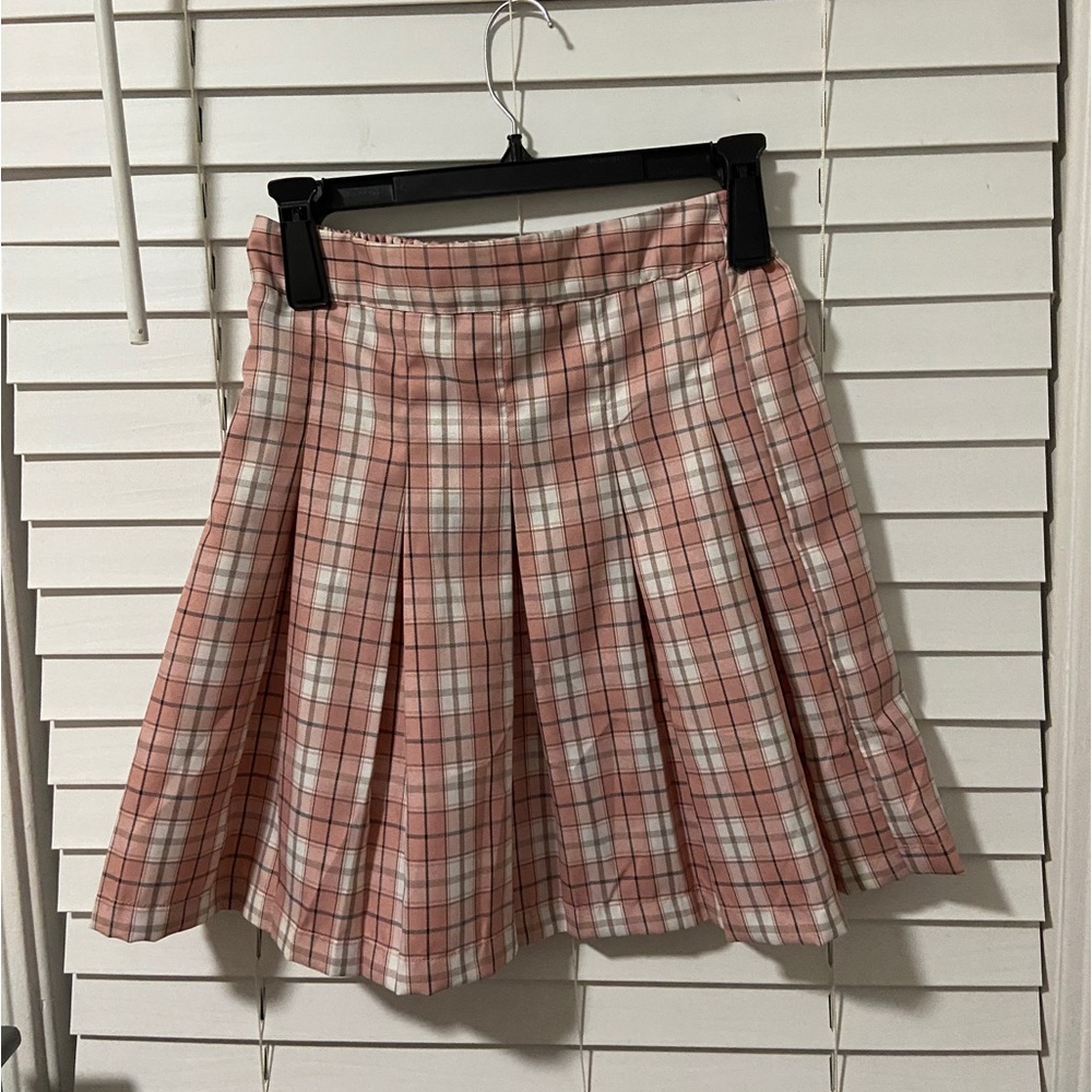 Pink Plaid Skirt